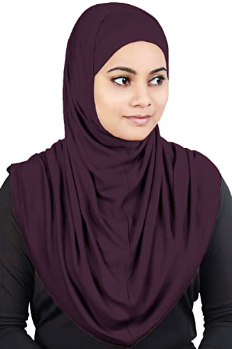 MyBatua Damen Al-Amira Hijab mit Unterschal/Mütze/Motorhaube aus weichem Viskose-Jersey, sofort einsatzbereit, HJ-129, dunkles burgunderrot, Einheitsgröße