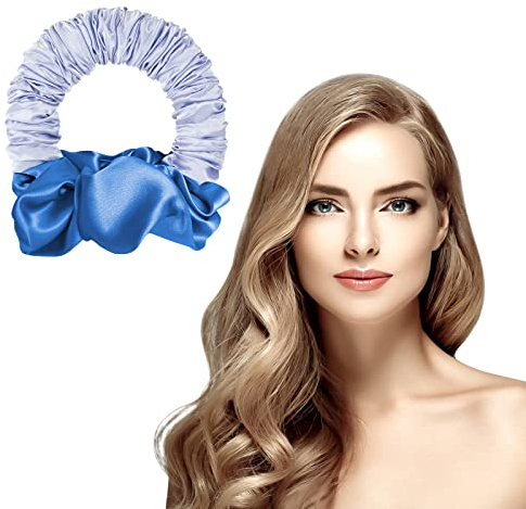 URAQT Heatless Curling Haarband, Weiches Keine Hitze Pferdeschwanz Haarband Lockenwickler, 2022 Neue Scrunchie Rollers Magic Hairdresser Tools für Lange Haare, DIY-Styling (Blau)