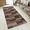 TAPISO Anti Rutsch Teppich Läufer rutschfest Brücke Meterware Modern Dunkelbraun Braun Viereck Geometrisch Design Flur Küche Wohnzimmer Diele 80 x 650 cm