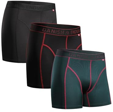 DANISH ENDURANCE 3er Pack Sport Boxershorts Herren, Regulär oder Lang | Funktionsunterwäsche, Elastisch & Atmungsaktiv, Scheuerfrei für Training & Fitnessstudio, Regulär oder Lang
