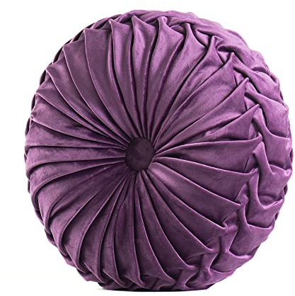 Fouriding Runde Wurf Kissen für Couch dekorative 15 X 15 Kürbis Runde Samt Kissen für Sofa Bett Stuhl Boden Auto dekorative (Lila)