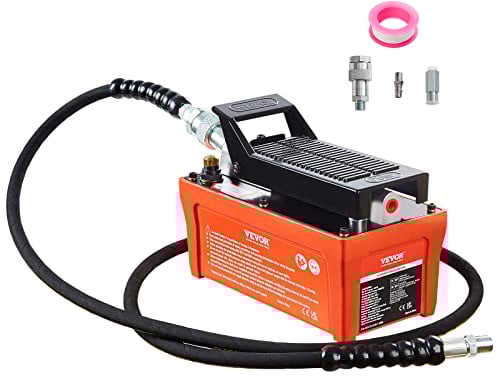 VEVOR Pompa Idraulica ad Aria Azionata da Pedale Ingresso Aria NPT 1/4 con Tubo 2m Capacità dell'Olio 1,6L, Pompa Pneumatica a Pedale Pressione Max. 10000 PSI con Tubo 2m Capienza del Serbatoio 1,6L