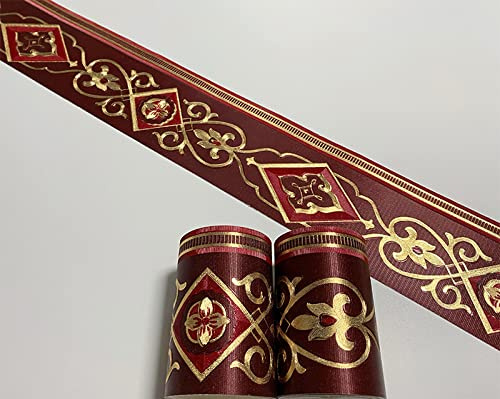HAHII Tapetenbordüre, abziehen und aufkleben, Wandbordüre, Aufkleber, dekorative Bordüre für Badezimmer, Wohnzimmer, Küche, 8 x 1000 cm, Rot