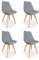 Homey, Pack de 4 Sillas Escandinavas Acolchadas para Cocina, Salón o Comedor, Modelo Sena, Patas de Madera, Prácticas y Funcionales, Fácil Montaje, Color Gris