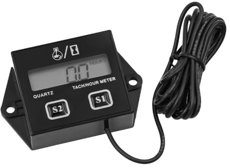 POFET LCD-Digital-Tachometer, Betriebsstundenzähler, Wartungserinnerung, Batterie, austauschbar für Roller, Dirt Bike, Traktor, Generator, Luftkompressor