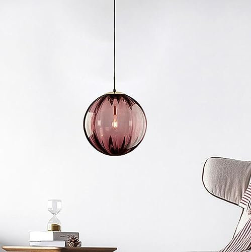 Schlafzimmer Nachttisch Glas Pendellampe Modern Minimalismus Pendelleuchte Esszimmerlampe Hängelampe Kronleuchter für Esstisch Wohnzimmer Loft E14 Ø20m,Lila