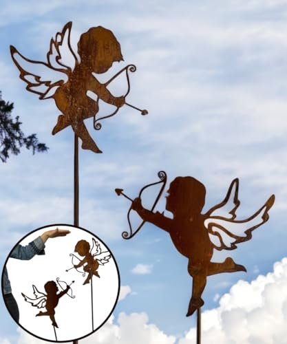 Terma Stahldesign XXL Set 120 cm Rost Weihnachtsengel Made in Germany Gartenstecker Outdoor rost deko Weihnachten stecker winterdeko draußen blumenstecker Blumenstecker