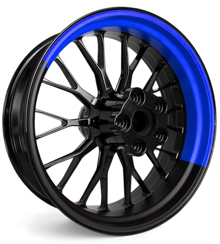 4-teiliges Felgenbettaufkleber Set für 17 Zoll Felgen Komplett Dekor Folie für Motorrad Felgenrandaufkleber selbstklebend wasserfest uv-beständig MR021 (04-01 Half Blau)