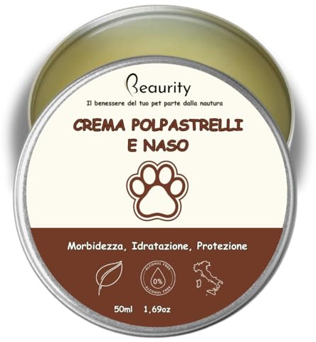 Beaurity Natürliche Hundefingercreme (Made in Italy) – Pfoten- und Nasenbalsam für Hund & Katze – spendet Feuchtigkeit, erweicht und schützt vor Hitze und Kälte (50 ml)