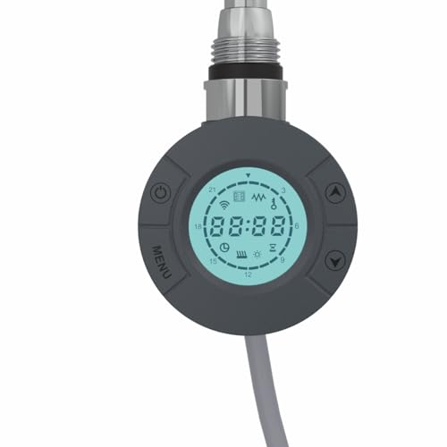 Warmehaus Smart WiFi Thermostatic Towel Rail Electric Heating Element with Timer LCD Display, Child Lock Function Dual Fuel for Bathroom Heated Towel Rails and Radiators Anthracite 1000W