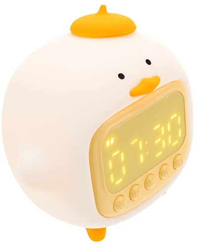 Housoutil 1 Satz Umarmung Ente Wecker Schlafzimmer Nachtlicht Kreatives Nachtlicht Am Bett Moderner Wecker Schreibtischaufsatz Wecker Nachtlampe Kleine Tischuhr Kieselgel Led Kind Weiß