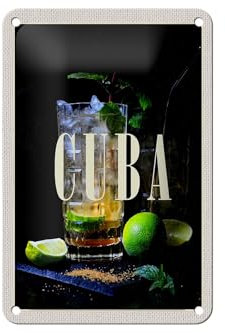 FEMER Blechschild Reise 12x18cm Cuba Karibik Cocktail Limette Dekoration