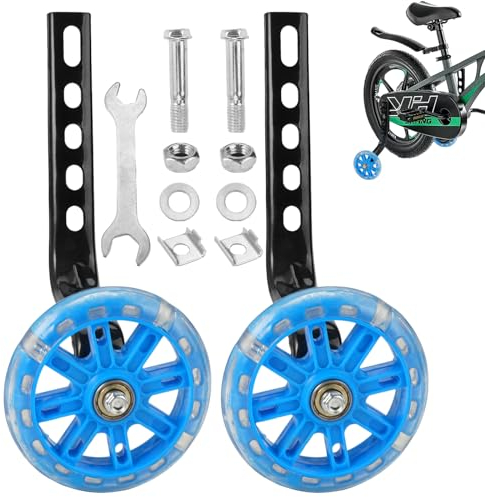 Stützräder Kinderfahrrad,Fahrrad Stützräder für Kinder Hilfsräder für Kinderfahrräder, mit Verstellbarem Fahrradstabilisator Kit,Glitzerndes Rad,für 12,14,16,18,20 Zoll Kinder Singlespeed Fahrrad Blau