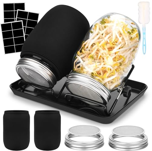 UCAMP Sprossenglas Keimglas 2er Set,Keimglas für Sprossen Keimlinge,Keimbehälter für den Anbau von Sojasprossen, Anzuchtset für köstliche frische Sojasprossen, Setzlinge, Microgreens