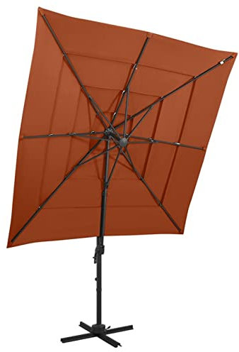 CIADAZ Sombrilla de 4 niveles con poste, Parasol Exterior Jardin, Sombrilla Jardin, Para Sol De Playa, aluminio terracota 250x250 cm