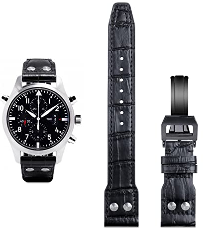 SHZZHS 21mm 22mm Italien Rindsleder echtes weiches Lederarmband für IWC Pilot Mark 18 weiches braunes Uhrenarmband Faltschließe