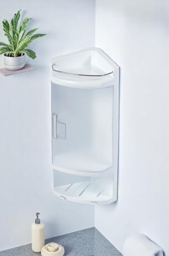 Showerdrape Breeze Bathroom Wall Corner Plastic Storage Unit Cabinet Shelf Compact
