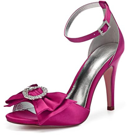 Donna Raso Open Toe Bridal Party Shoes Wedding Bow Shoes per la Sposa Prom Party Court Shoes,Rose,36 EU
