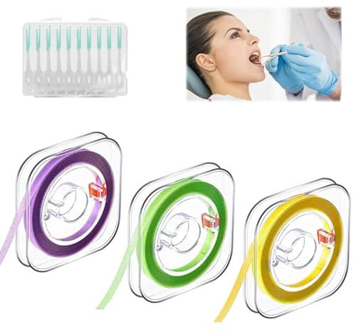 3 Bände Zahn Schleifpapier Zahnschleifpapier (4mm*6m) Zahn Polierstreifen Zahnschleifpapier für Zwischenräume Dental Polierstreifen Für die Tiefenreinigung Der Mundhygiene mit 1 Box Interdentalbürste