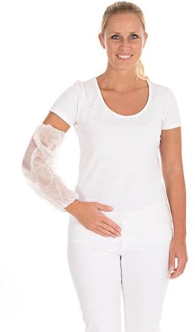 FRANZ MENSCH 500 Stück Hygonorm Ärmelschoner Eco | PP, weiß, L: 40cm, Ärmelschoner, Armabdeckung, Schutz der Kleidung, Unterarmschutz