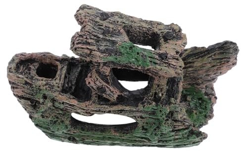 Happyyami Fish Tank Shipwreck Landscaping Betta Fish Tank Fish Tank Artificial Driftwood Hide Away for Terrarium Aquarium Shipwreck Hollow Betta Cave Cat Window Suction Cup Resin