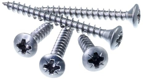 SECCARO Viti a testa svasata per truciolato, 4,5 x 40 mm, in acciaio inox A2, viti per legno con filettatura completa, Phillips a croce/PZ, 200 pezzi