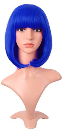 MapofBeauty 12 Zoll/30 cm Natürliche Weibliche Kurze Glatte Haare BOB Perücke (Marine blau)