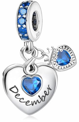 MSPOVOF Geburtsstein Charm Herz Anhänger Kompatibel Europäische Armbänder für Damen