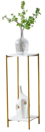 nozama Tall Side Table,Small Coffee Table,Small Side Table,Metal Plant Stand Indoor,2 Tier Round Flower Stand (2 Tier White 30x30x90cm, Pack 2)