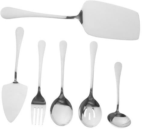 HOMOBABE Set 6 Pezzi Posate Da Portata in Acciaio Inox, Cucchiai Da Buffet Grandi Spatola Per Torta, Utensili Per Feste e Uso Domestico, Lavabili in Lavastoviglie