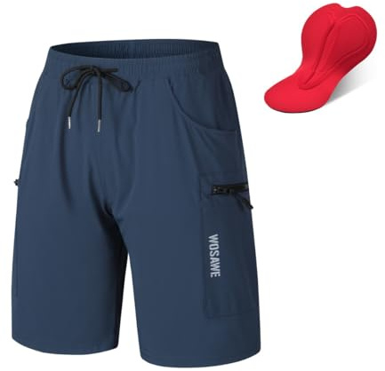 WOSAWE Herren Fahrradhose Kurz mit 3D Sitzpolster Loose-Fit MTB Hose Atmungsaktiv Radfahrren Unterwäsche