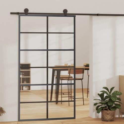 Emmtore Puerta corredera con herrajes ESG vidrio y aluminio 102x205 cm 6x2 rejillas