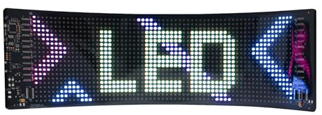 Pantalla LED flexible, panel de indicadores LED, flexible, tienda, bar, publicidad, 34,8 x 10,2 cm, rectangular Scroll Programable Sign, USB, con cinta adhesiva de doble cara y mando a distancia