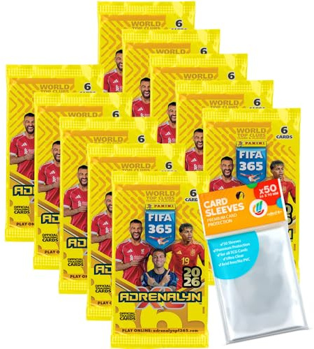 Bundle mit FIFA 365 Adrenalyn XL 2026 Trading Cards - 10 Booster + Exklusive Collect-it Hüllen