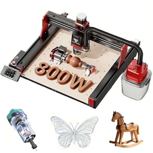 Twotrees TTC450 Pro mit 800W Trimmer Vierachsiger CNC-Fräser, zu 70% vormontiert Arbeitstisch zum Gravieren und Schneiden, 360°-Lenkrollen und einem Staubsauger-Kit