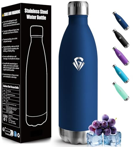 Mulbijeo Gourde Isotherme 1L Sans BPA, Bouteille Isotherme, Acier Inoxydable 18/8, Gourde Sport, Étanche Double Isolation, Gourde Inox pour Le Camping, Excursion, Sports de Plein Air