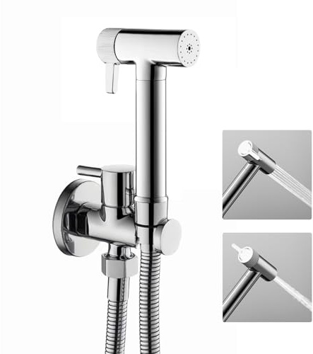 LNXGJJ Bidet Handbrause für WC, WC Brause für Kaltwasser, Chrom, G1/2 | Bidet Brause Messing mit 1.2m Duschschlauch und Halterung, hygienische WC-Dusche Set, für Badezimmer und Toilette