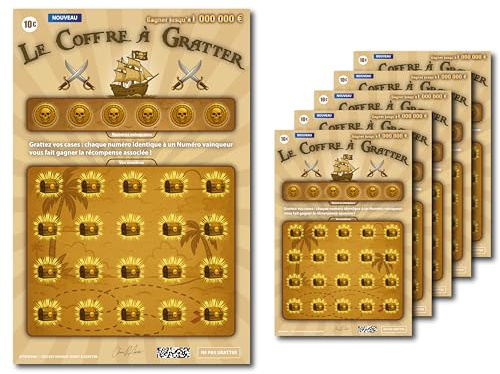 CLEARMASTER 5 Faux Tickets à Gratter Le Coffre à Gratter - Faux Gain de 500 000€ - Blague - canular - Prank - Farces et attrapes