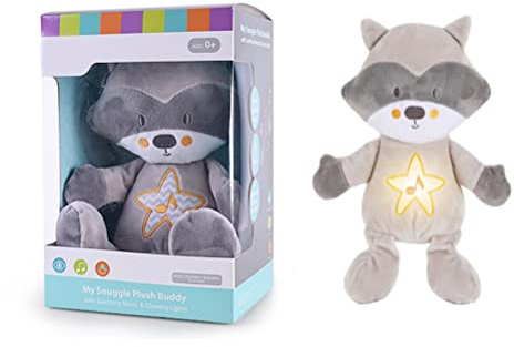 WOHPNLE Schnullerspielzeug, tragbare Plüsch-Soundmaschine mit weichem Nachtlicht, atmendes Stofftier, 8 Verschiedene beruhigende Musik für Neugeborene