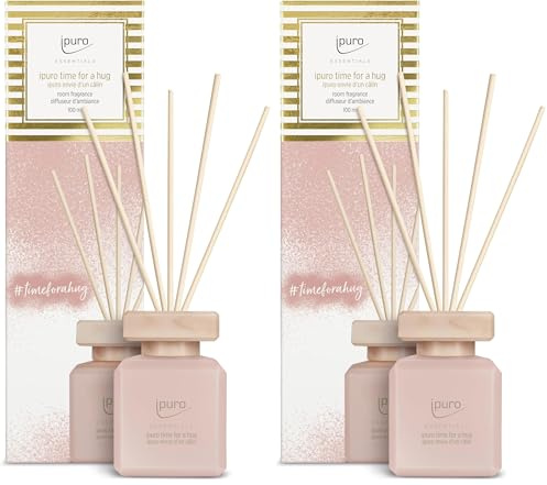 ipuro - Essentials Raumduft TIME for A Hug 100ml / Raumerfrischer mit Vanillecookie, Orange, rote Früchte, Vanille, Moschus & Sandelholz Duft Aroma/Diffuser mit Stäbchen/Lufterfrischer Wohnung