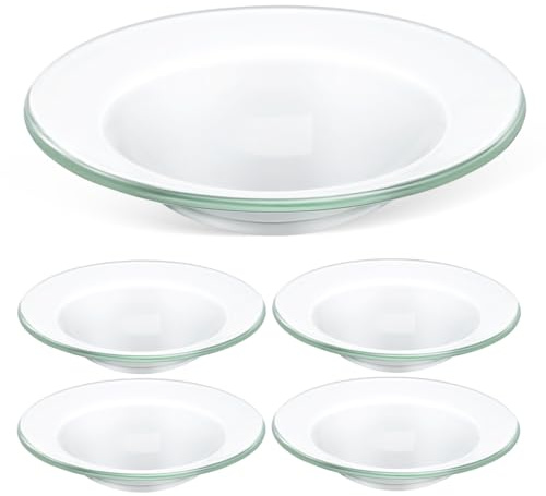 MAGICLULU Lot de 5 Coupelles Chauffe-Bougie en Verre 10 Cm, Plat de Remplacement Rond pour Brûleur de Lampe à Huile et Fondants Parfumés, Accessoire Polyvalent pour Parfum D’Ambiance