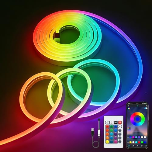 LUXONIC RGB USB 3M 5V Powered Flexible LED Neon Light Strip | 9.8FT Smart with APP & Remote Control, Music Syncing, DIY Design for Bedroom,TV Backlight,Gaming,Party Decor