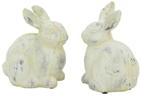 Exner GmbH Garten- und Wohnaccessoires Deko Oster Hase Beige Steinoptik 2er Set 20 cm