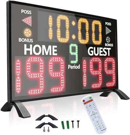 Basketball Anzeigetafel LED Digital Score Keeper mit Fernbedienung Timer Uhr Buzzer Funktion Tisch- oder Wandmontage Installation 5 Helligkeitsstufen