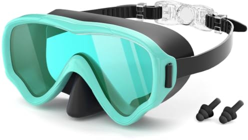 COOLOO Taucherbrille Kinder für 4-16 Jahre，180°Panorama HD Anti Nebel Anti-Leck Schnorchelmaske Kinder, Schwimmbrille mit Nasenabdeckung für Jungen Mädchen Jugendliche