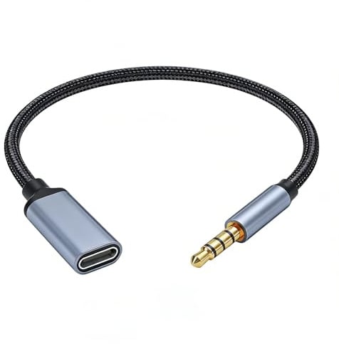kwinfei Cable de Audio Macho de 3,5 mm a USB-C Hembra, para Auriculares y Sistemas Estéreo, Adaptador de Audio USB-C a 3,5 mm para Auriculares analógicos, Tablets y Portátiles