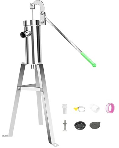 Pompe de puits manuelle, pompe à eau manuelle étanche en acier inoxydable avec poignée rotative à 360°, aspire l'eau jusqu' 8 m de profondeur pour un accès fiable Puits manuel