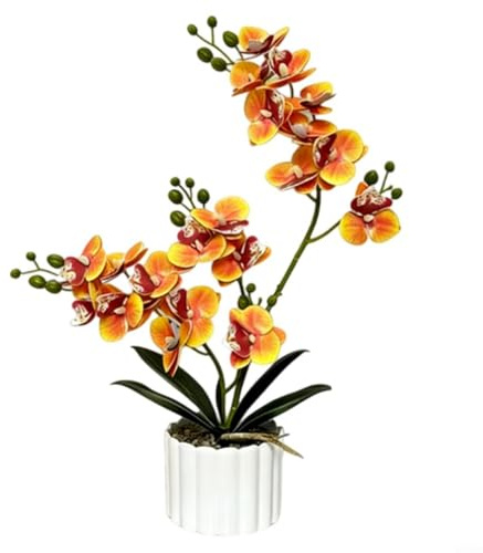 Orchidea artificiale realistica Phalaenopsis rosa viola, 41 cm, farfalla finta in plastica, decorazione per casa, ufficio, matrimonio, festa, squisita, pianta in vaso, non richiede irrigazione (B)