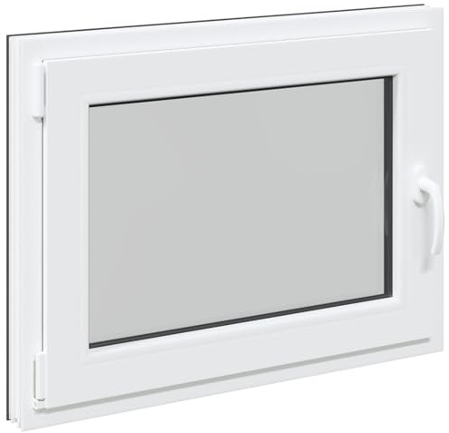 Risor - Finestra per cantina, 80 x 50 cm, in PVC e vetro, antracite, con funzione di inclinazione e rotazione, protezione termica, isolamento acustico, guarnizione e vetro isolante per cantina e