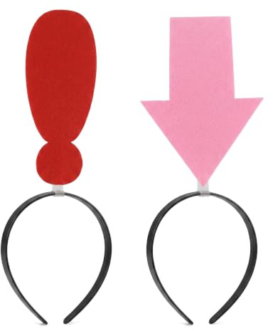 Valicaer Lustiges Filz-Stirnbänder-Set, rosa Pfeil und rotes Ausrufezeichen, Haarreifen, Party-Haarschmuck für Erwachsene, Kostüm-Requisiten für Fotokabinen, 2 Stück